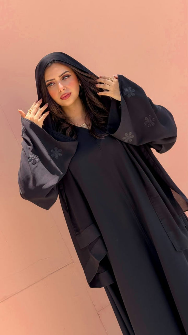 Malamih Abaya Black Flowers